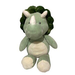 Kellytoy Triceratops Dinosaur Plush Rattle 20" Green Stuffed Animal Baby Toy